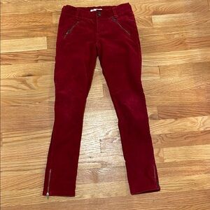 Bonpoint Girls Vintage Ruby Red Corduroy Slim Pants Size 10 | Ankle Zippers